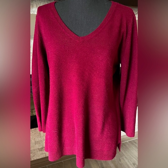 Karen Scott Large Maroon V neck long sleeve sweater - Picture 1 of 6